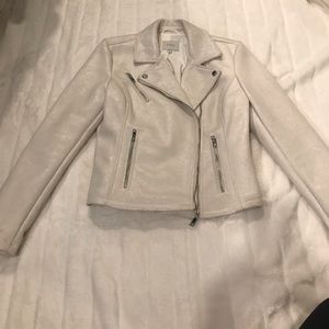 NWT Guess True White Suede Moto Jacket